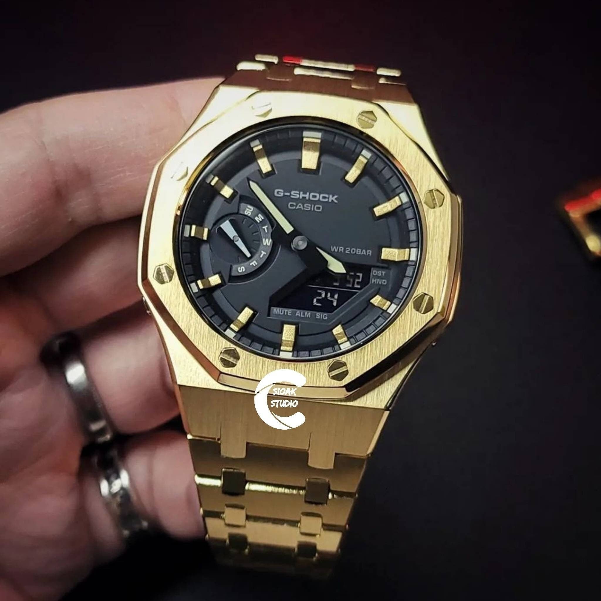 CASIO G-SHOCK MOD ゴールド 腕時計 カスタム カシオーク Casioak-Mod-Watch-Gold-Case-