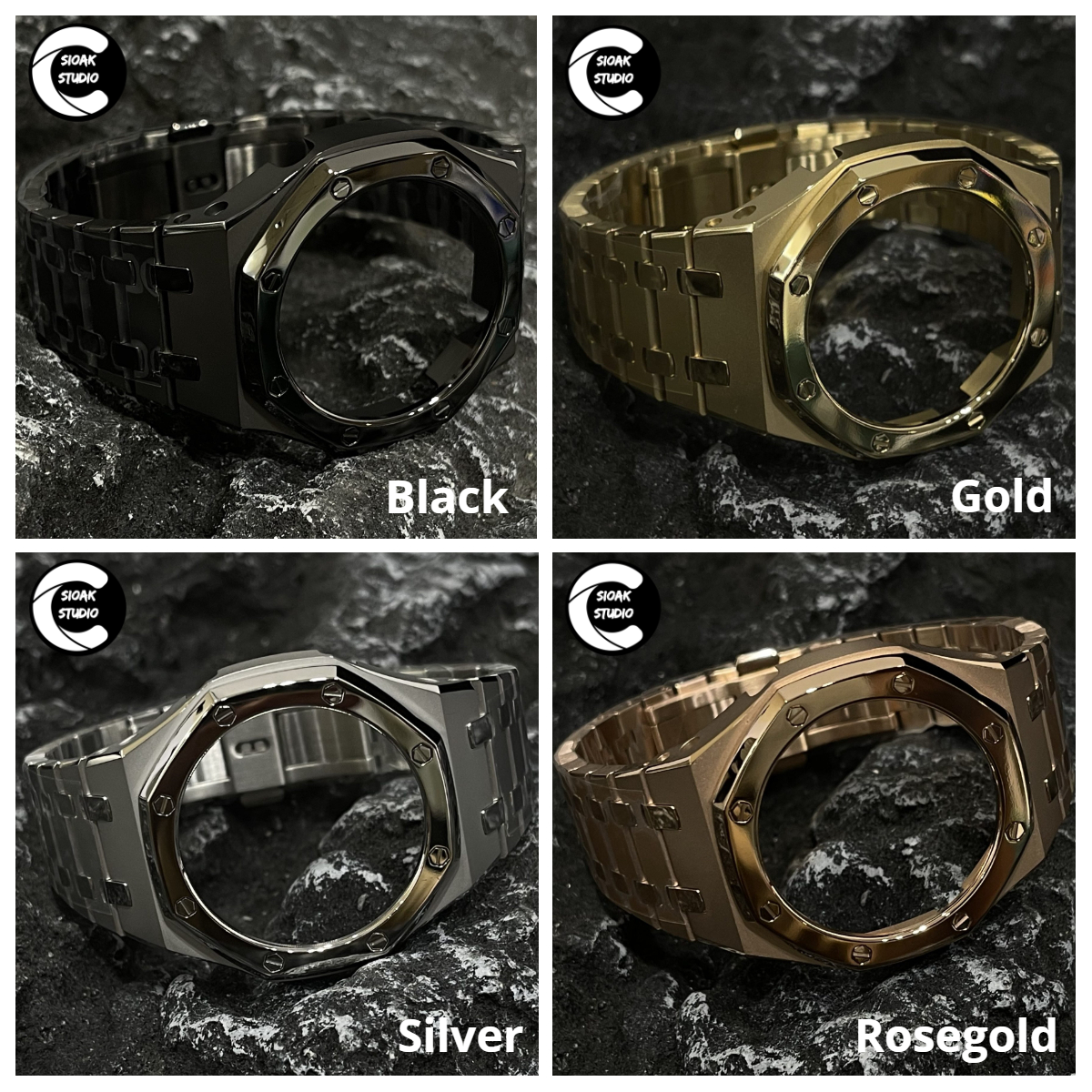 Casioak Mod Custom Casio G-Shock Royal Oak Custom Mens Luxury Metal Watches Tiffany Rainbow Ga 2100 Ga b2100