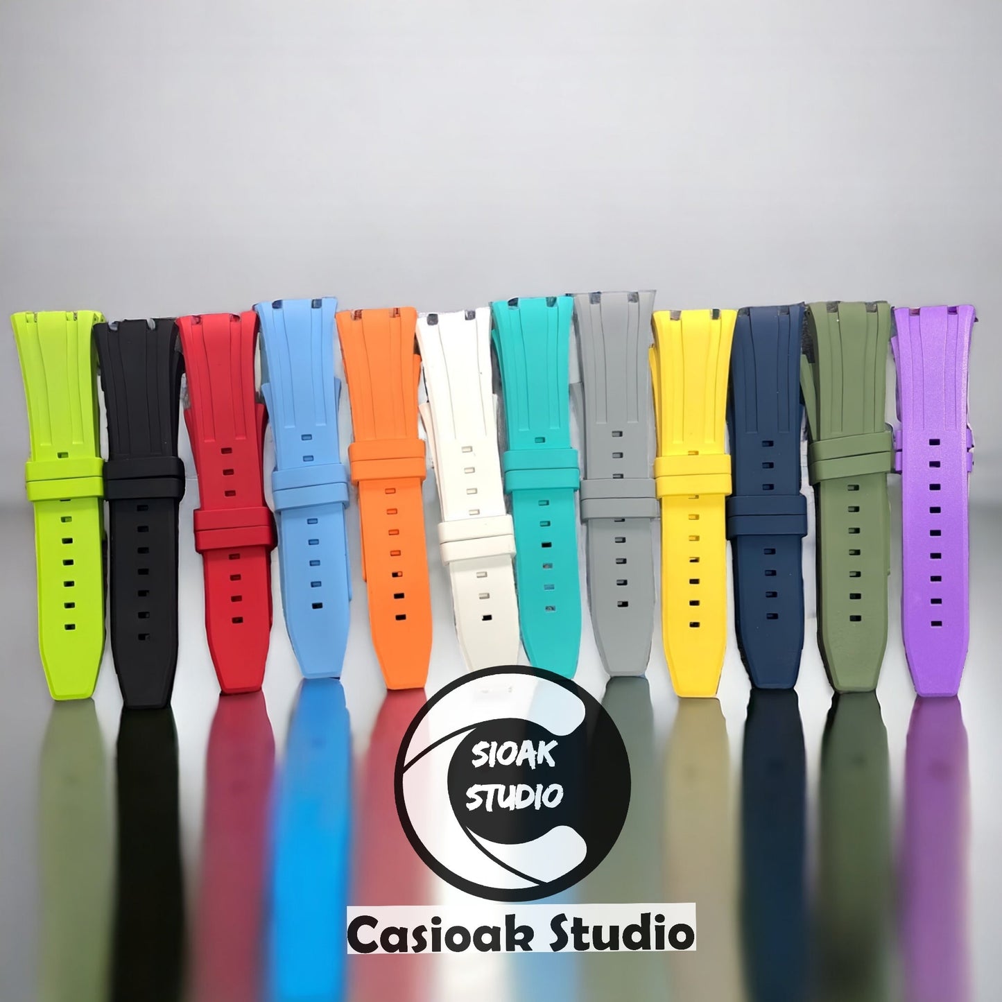 Casioak Mod Watch NEW Offshore Superior Silver Case Rubber Strap Black Dial 44mm Sapphire Glass - Casioak Studio