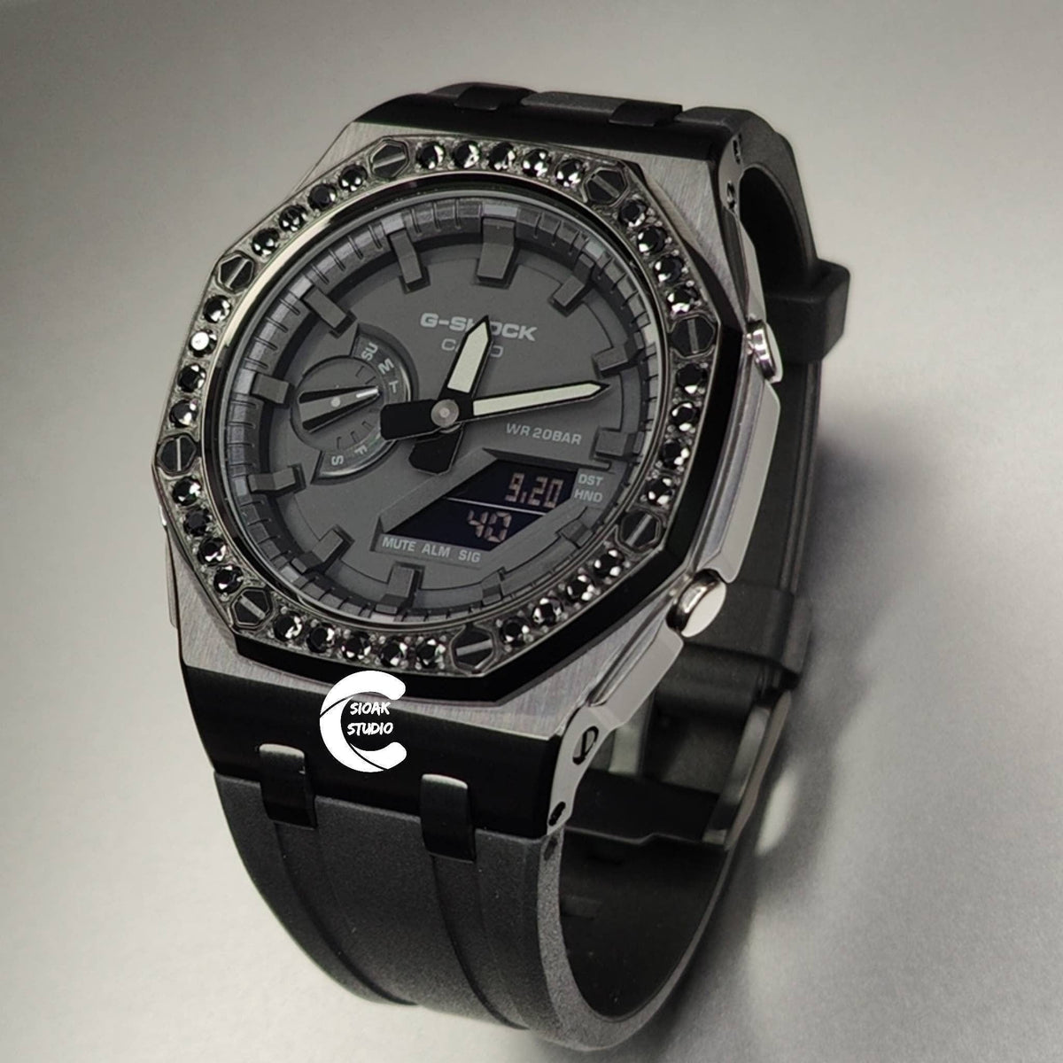 Casiooak Custom Casioak Mod Watch Diamond Offshore Superior Black Case Black Strap ...