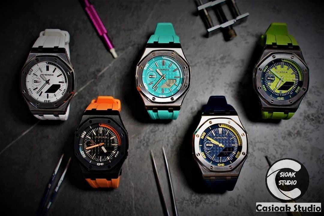 Casiooak Custom Casioak Mod Watch NEW Offshore Superior Black Case Black Rubber Strap ...