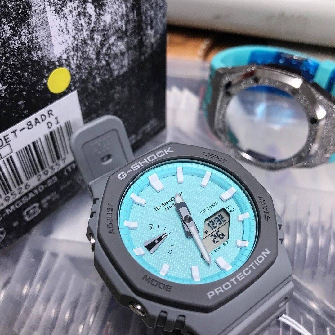 Casioak Mod Watch White Plastic Case White Strap White Time Mark White Dial 44mm White- Casioak Mod Casio G-Shock Royal Oak Custom Mens Luxury Watches Ga2100