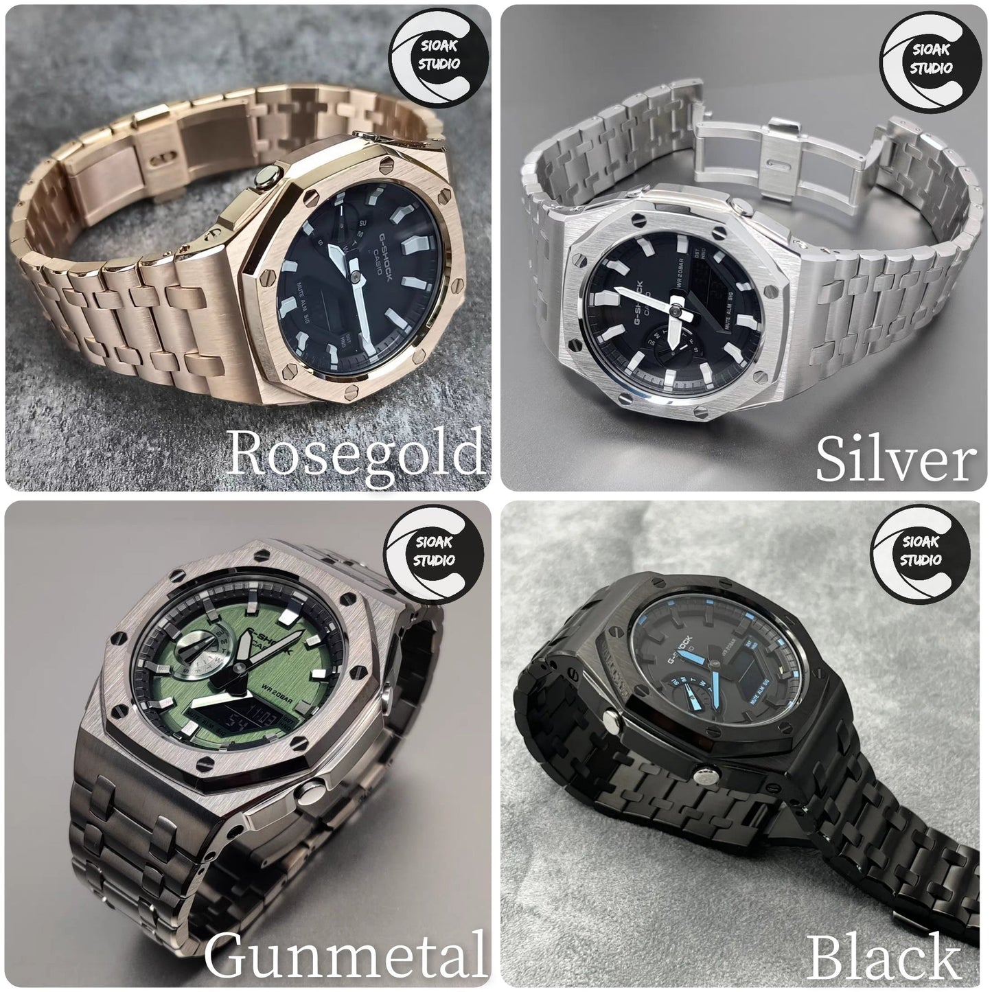 Offshore Superior Case Metal Strap GA2100 GAB2100 GM2100- Casioak Mod Watch Mod Kit Set- Casioak Mod Casio G-Shock Royal Oak Custom Mens Luxury Watches Ga2100