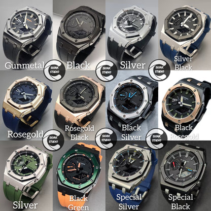 Casioak Mod Custom Casio G-Shock Royal Oak Custom Mens Luxury Metal Watches Tiffany Rainbow Ga 2100 Ga b2100