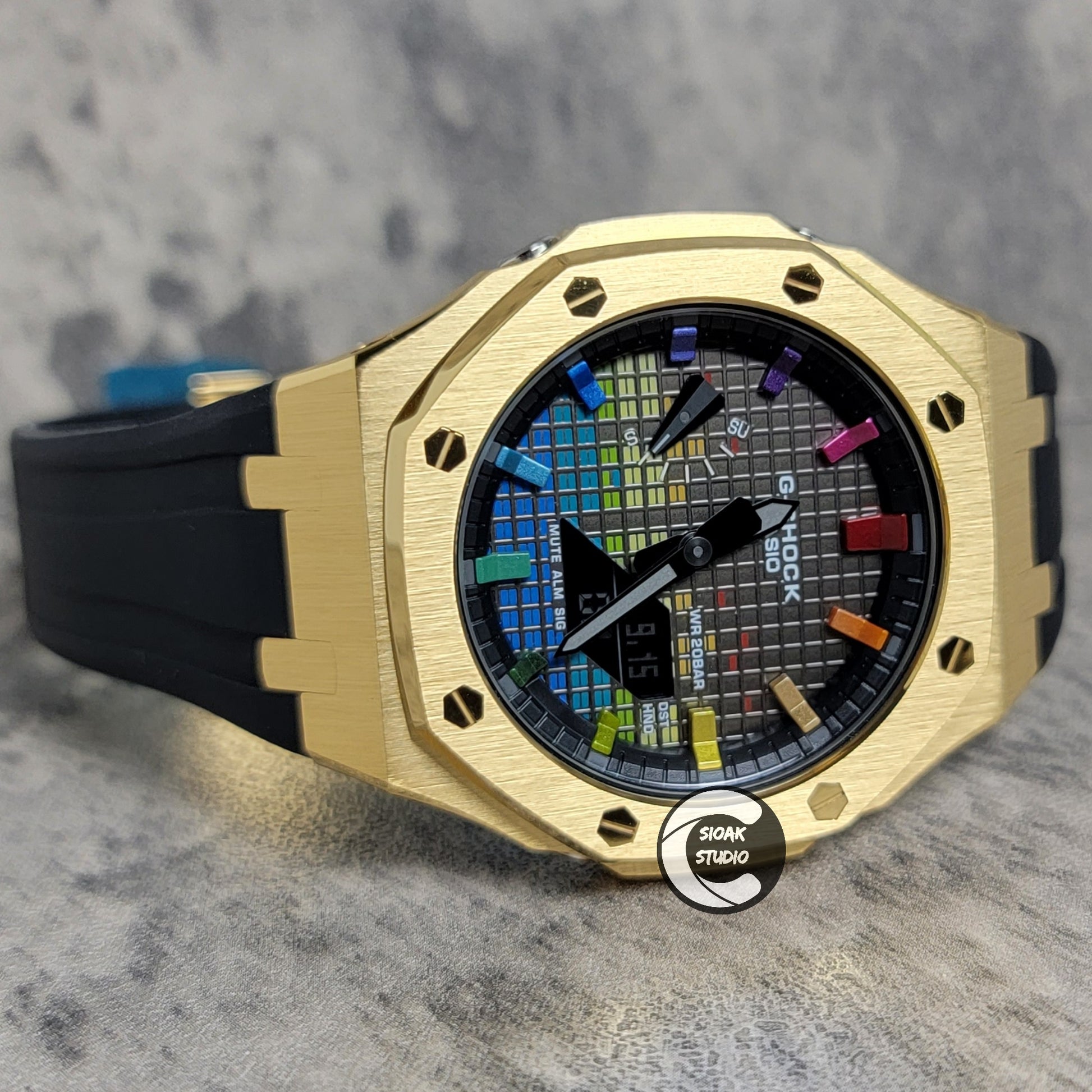 Casioak Mod Custom Casio G-Shock Royal Oak Custom Mens Luxury Metal Watches Tiffany Rainbow Ga 2100 Ga b2100