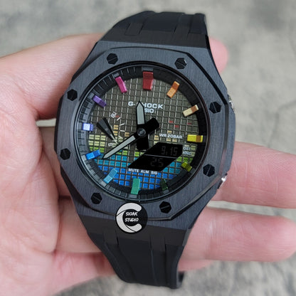 Casioak Mod Custom Casio G-Shock Royal Oak Custom Mens Luxury Metal Watches Tiffany Rainbow Ga 2100 Ga b2100