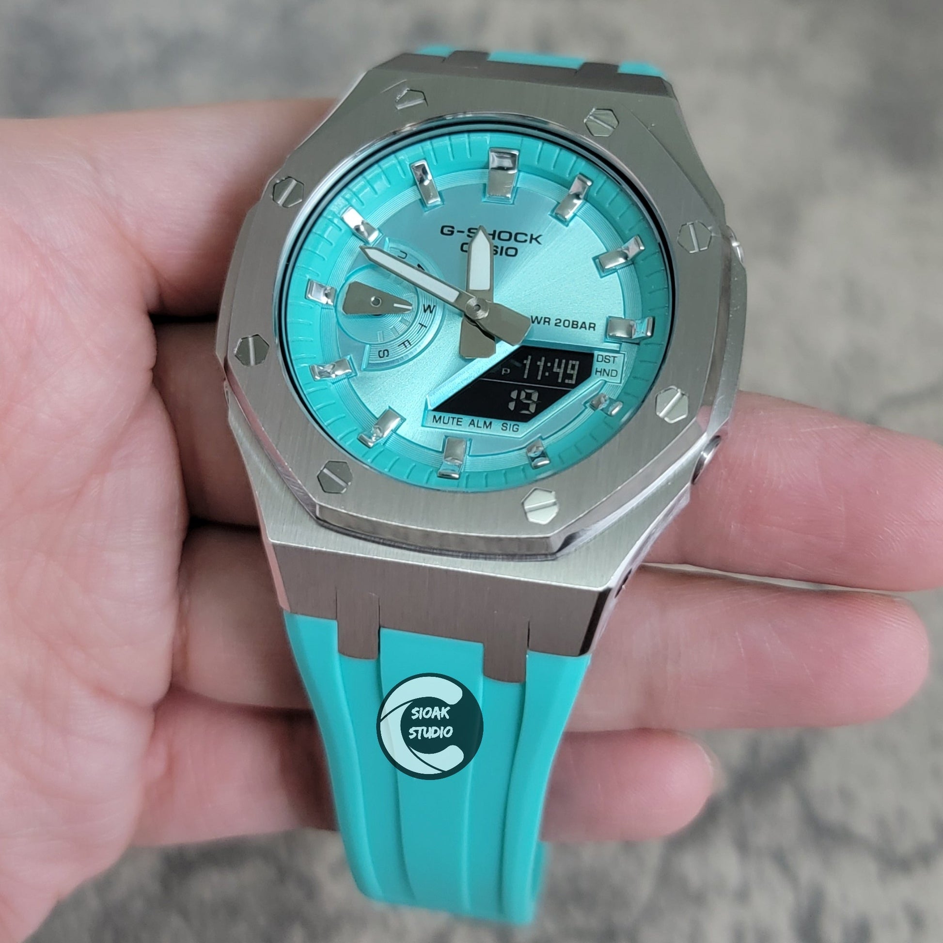 CasiOak G shock Custom Mod GA2100 Tiffany Blue│Royal Oak│Silver Case –  Watch Makeup