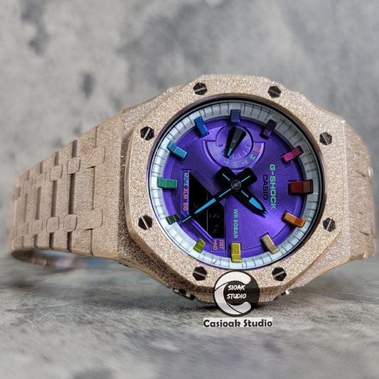 Casioak Mod Custom Casio G-Shock Royal Oak Custom Mens Luxury Metal Watches Tiffany Rainbow Ga 2100 Ga b2100