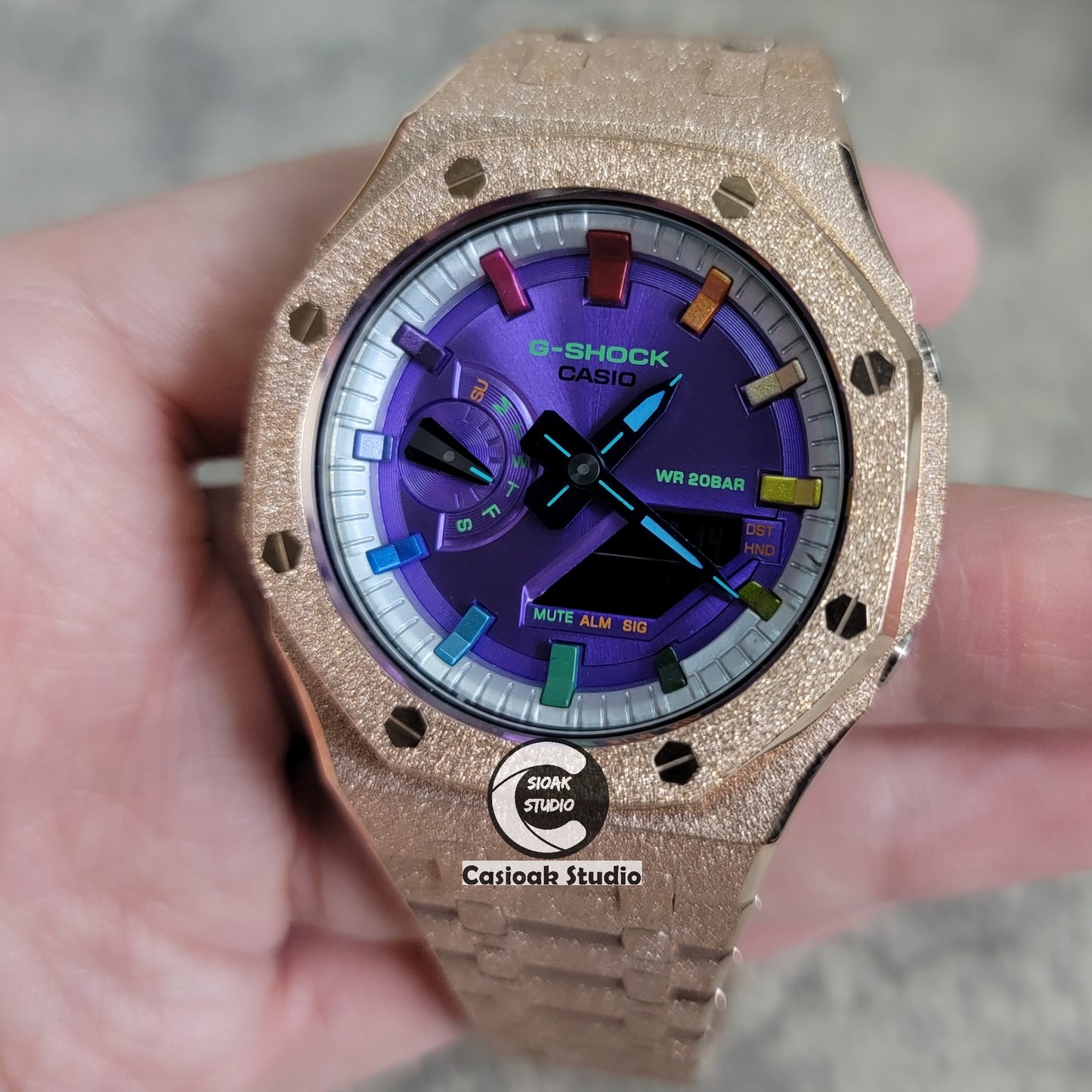 Casioak Mod Custom Casio G-Shock Royal Oak Custom Mens Luxury Metal Watches Tiffany Rainbow Ga 2100 Ga b2100