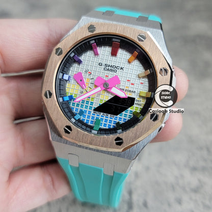 Casioak Mod Custom Casio G-Shock Royal Oak Custom Mens Luxury Metal Watches Tiffany Rainbow Ga 2100 Ga b2100