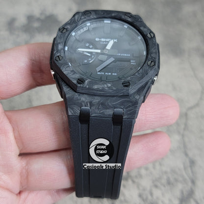 Casioak Mod Watch Carbon Fiber Offshore Superior Black Case Black Strap Black Time Mark Black Dial 44mm - Casioak Studio