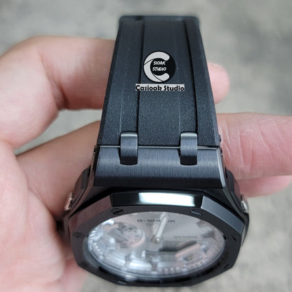 Casioak Mod Watch Offshore Superior Black Case Black Rubber Rubber Strap Silver Time Mark Silver Dial 44mm - Casioak Studio