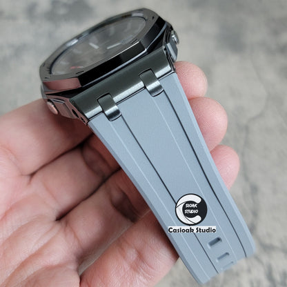 Casioak Mod Watch Solar Bluetooth Offshore Superior Case Gray Rubber Strap Black Gray Time Mark Black Dial 44mm - Casioak Studio