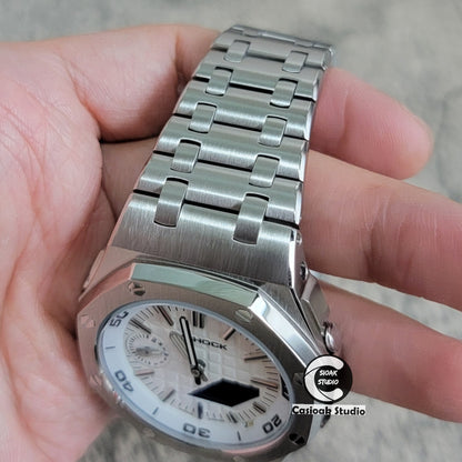 Casioak Mod Watch NEW Offshore Superior Silver Case Metal Strap Silver Time Mark White Dial 44mm Sapphire Crystal Sapphire Glass - Casioak Studio