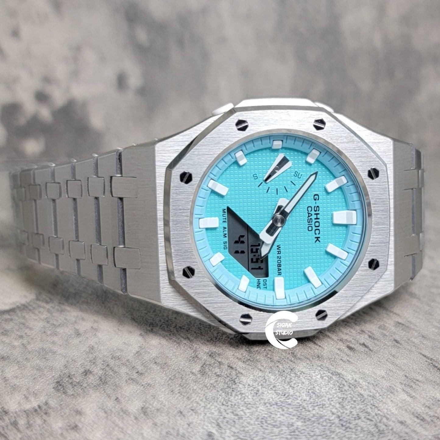 Casioak Mod Custom Casio G-Shock Royal Oak Custom Mens Luxury Metal Watches Tiffany Rainbow Ga 2100 Ga b2100