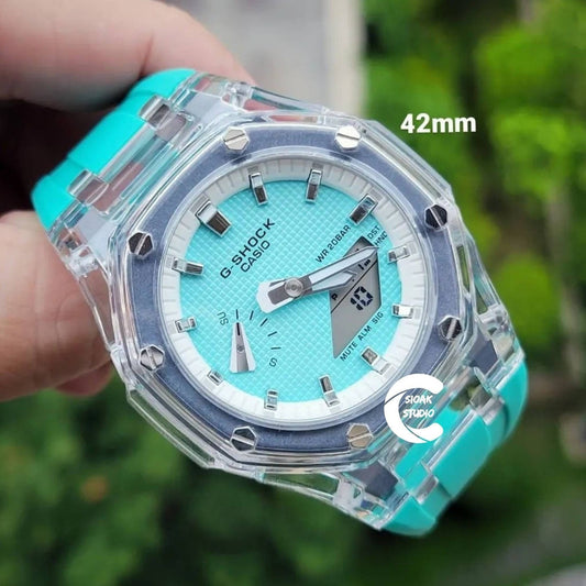 Casioak Mod Custom Casio G-Shock Royal Oak Custom Mens Luxury Metal Watches Tiffany Rainbow Ga 2100 Ga b2100