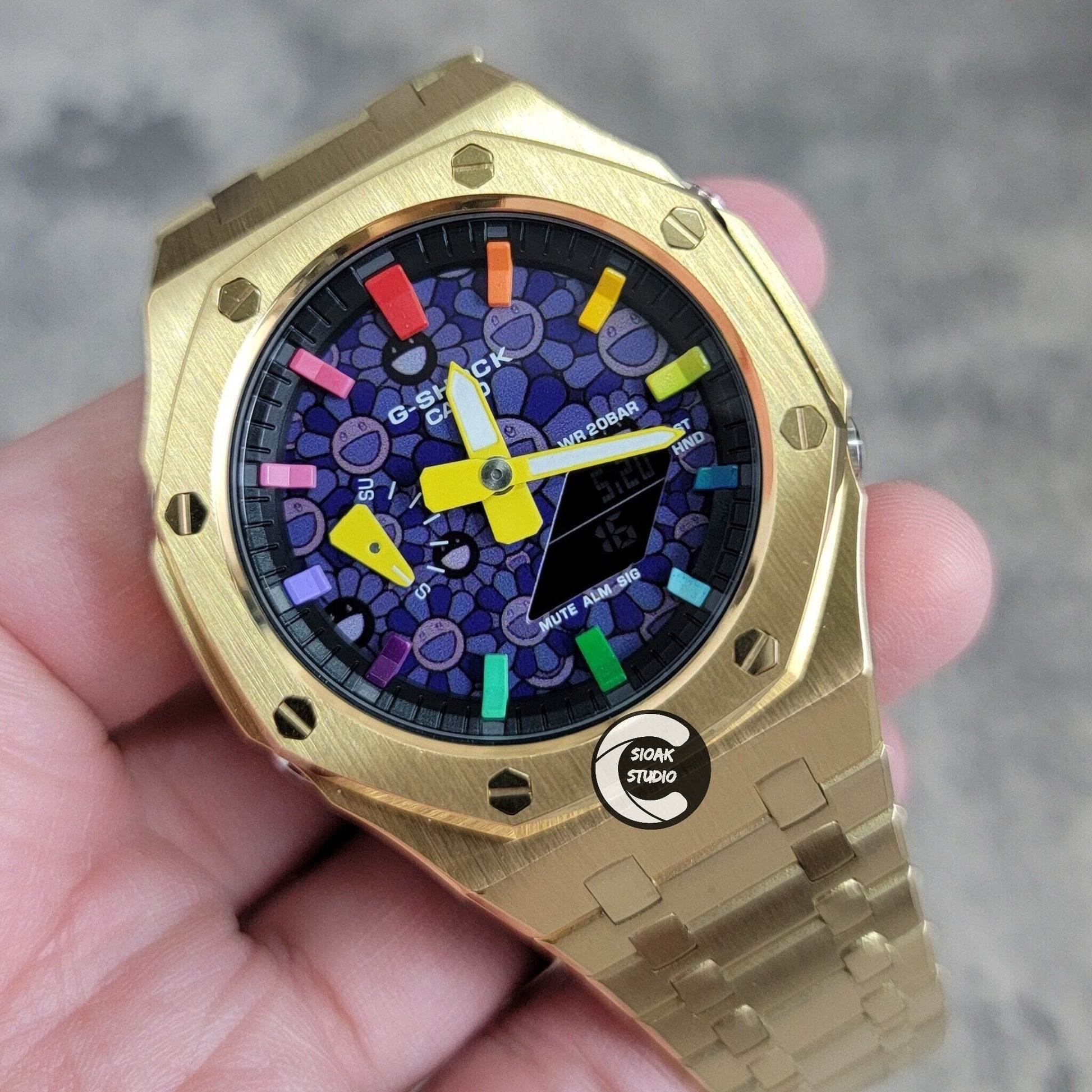 Casioak Mod Custom Casio G-Shock Royal Oak Custom Mens Luxury Metal Watches Tiffany Rainbow Ga 2100 Ga b2100