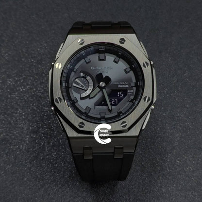 Casioak Mod Watch Solar Bluetooth Offshore Superior Black Case Black Rubber Strap Black Time Mark Black Dial 44mm - Casioak Studio