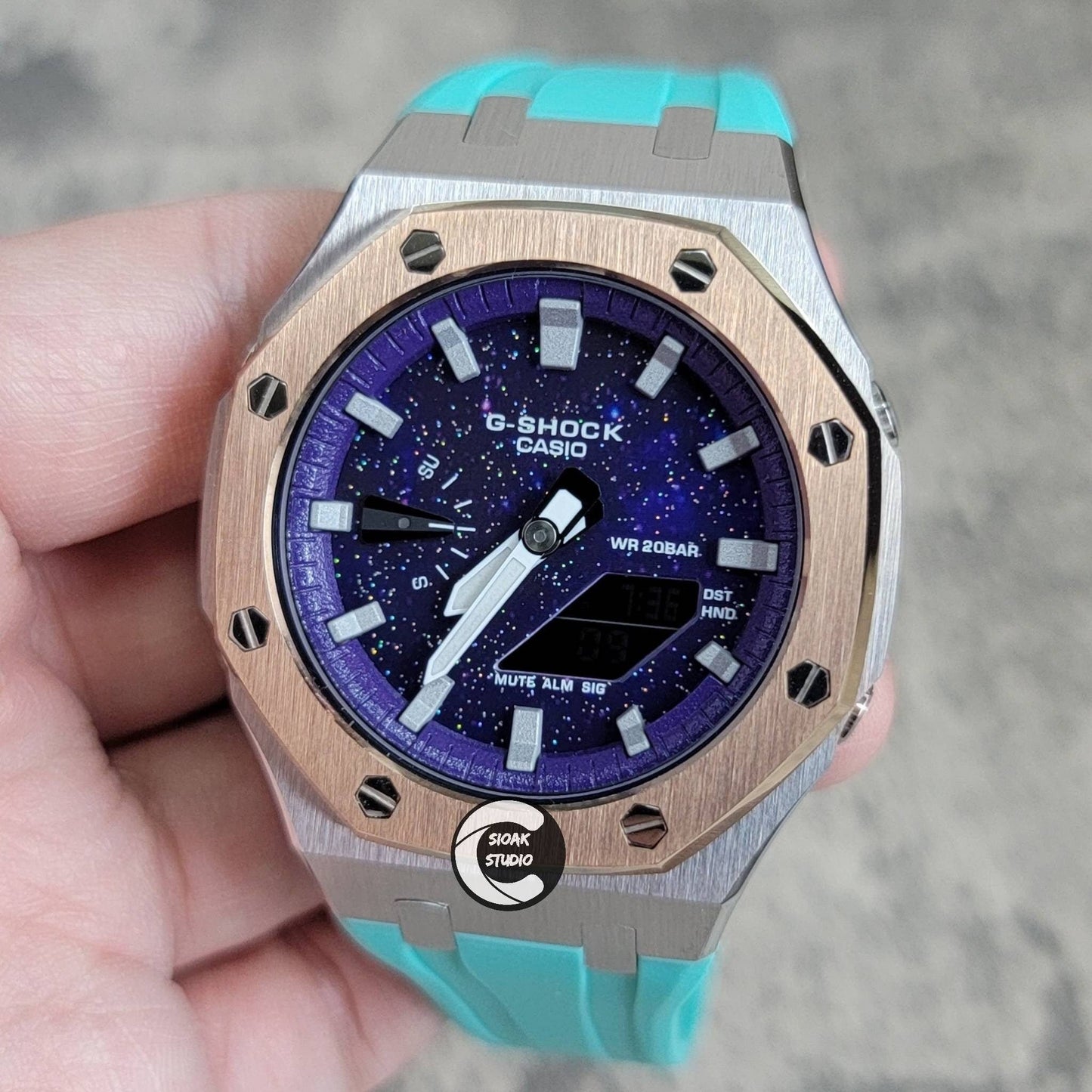 Casioak Mod Custom Casio G-Shock Royal Oak Custom Mens Luxury Metal Watches Tiffany Rainbow Ga 2100 Ga b2100