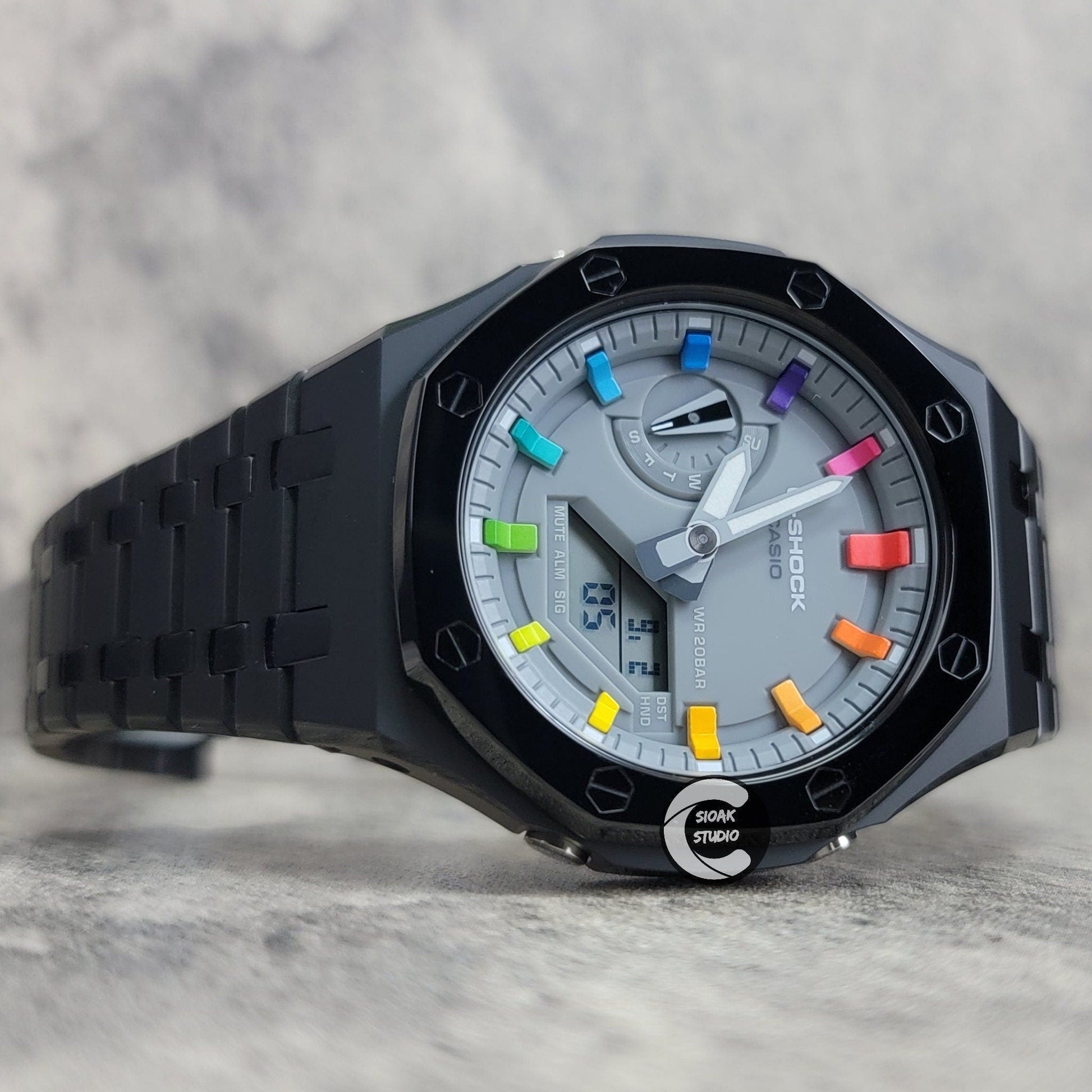 Casioak Mod Custom Casio G-Shock Royal Oak Custom Mens Luxury Metal Watches Tiffany Rainbow Ga 2100 Ga b2100