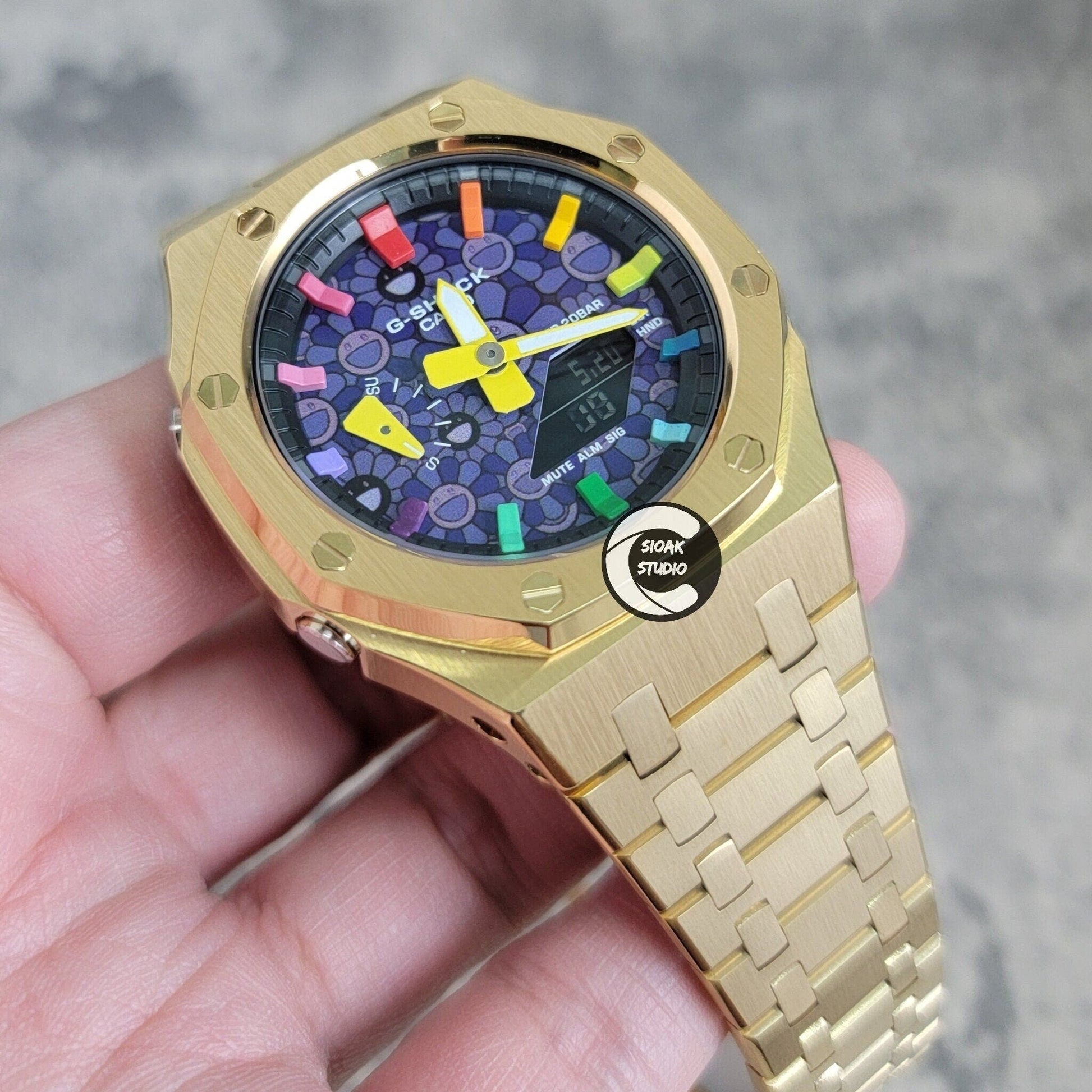 Casioak Mod Custom Casio G-Shock Royal Oak Custom Mens Luxury Metal Watches Tiffany Rainbow Ga 2100 Ga b2100