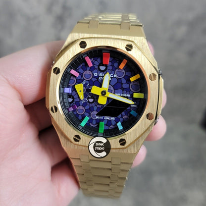 Casioak Mod Custom Casio G-Shock Royal Oak Custom Mens Luxury Metal Watches Tiffany Rainbow Ga 2100 Ga b2100