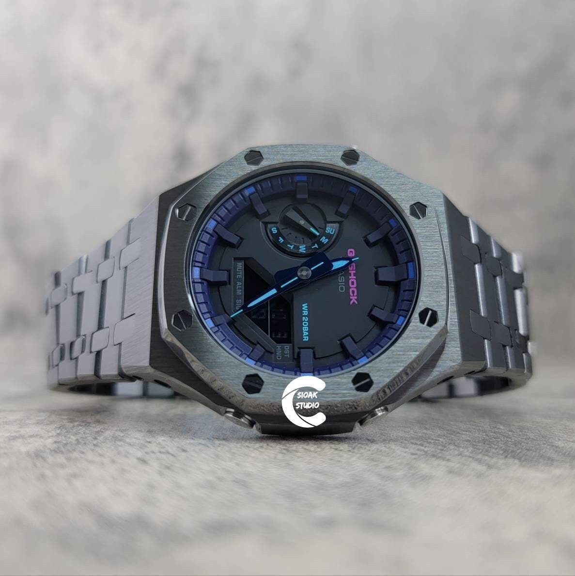 Casioak Mod Custom Casio G-Shock Royal Oak Custom Mens Luxury Metal Watches Tiffany Rainbow Ga 2100 Ga b2100