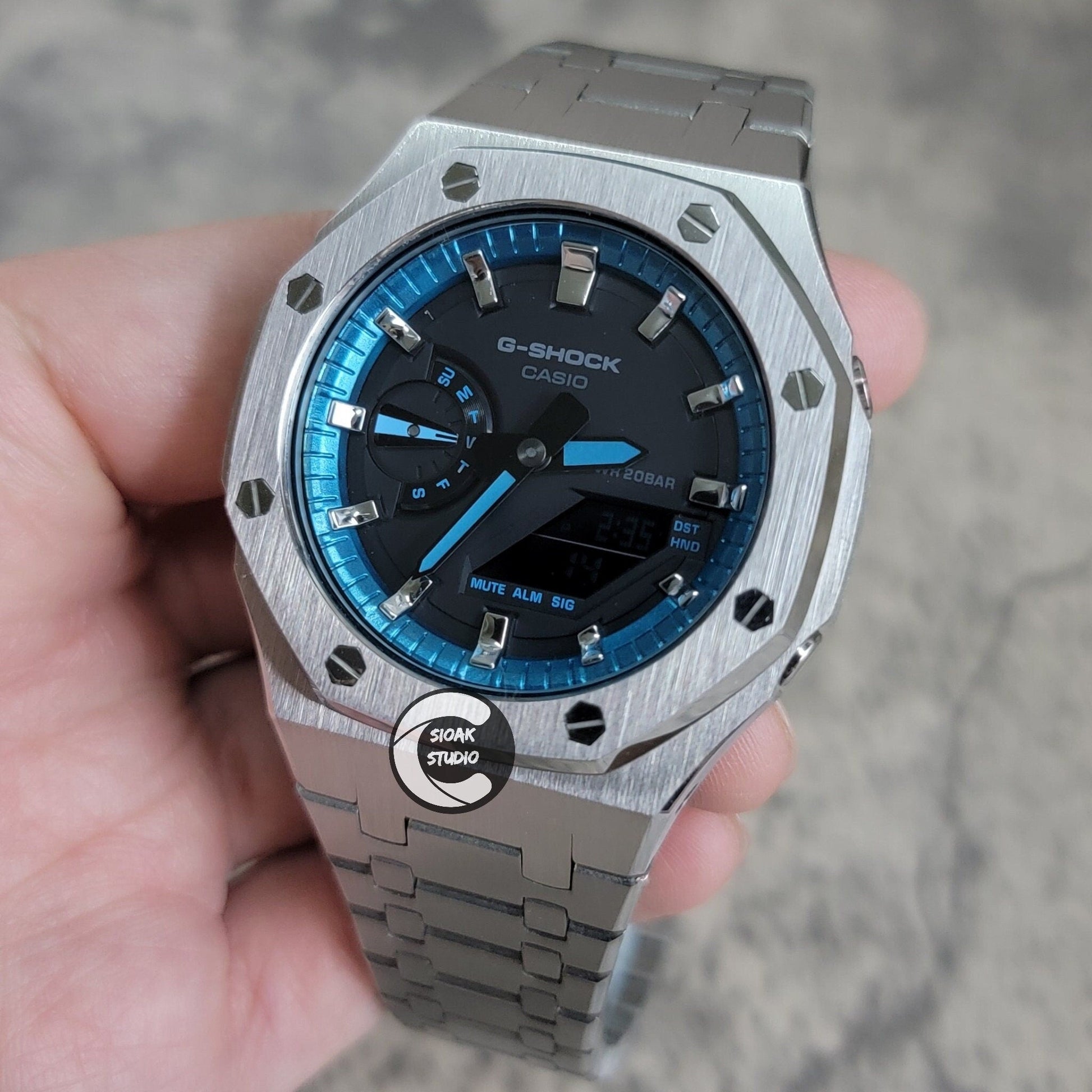 Casioak Mod Custom Casio G-Shock Royal Oak Custom Mens Luxury Metal Watches Tiffany Rainbow Ga 2100 Ga b2100