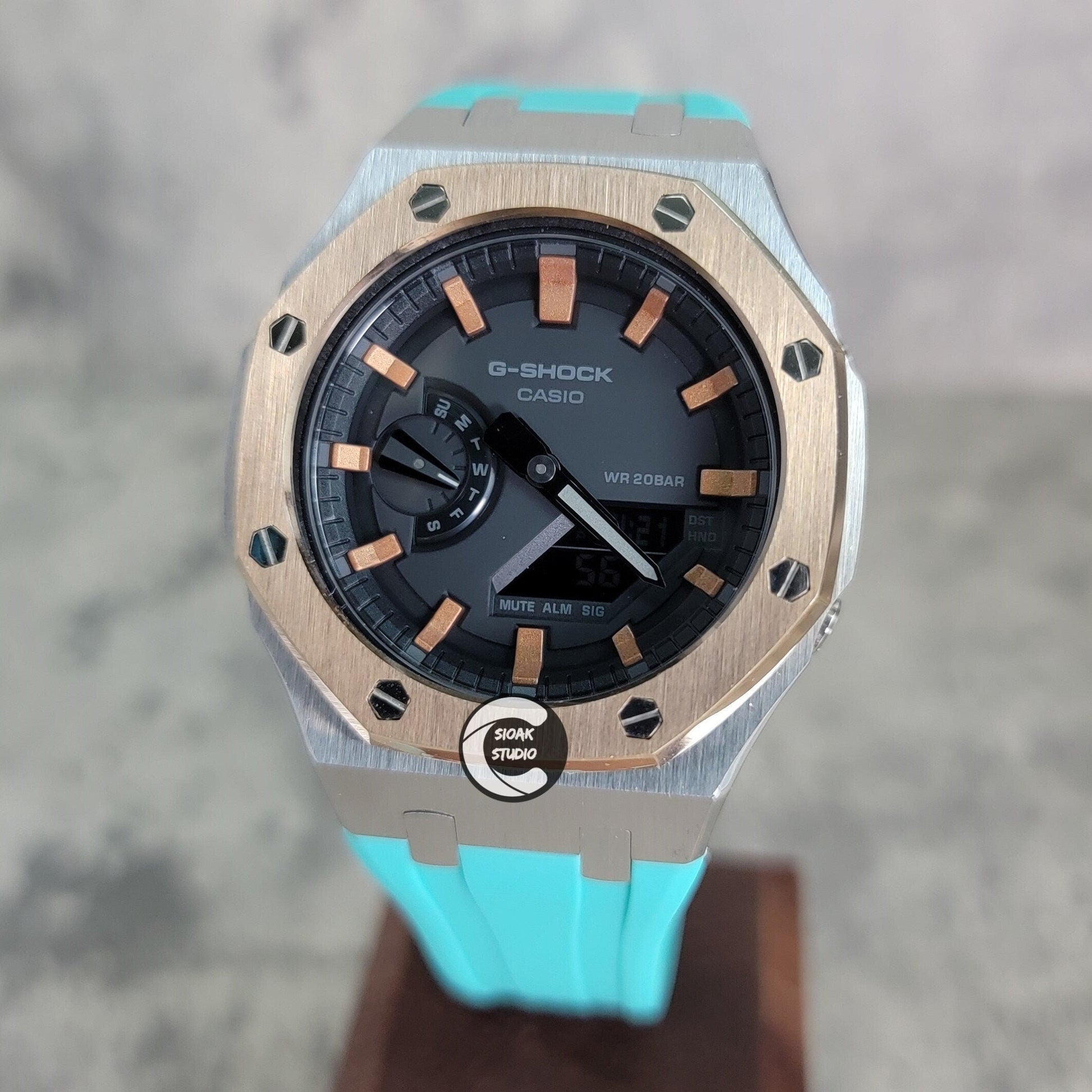 Casioak Mod Custom Casio G-Shock Royal Oak Custom Mens Luxury Metal Watches Tiffany Rainbow Ga 2100 Ga b2100