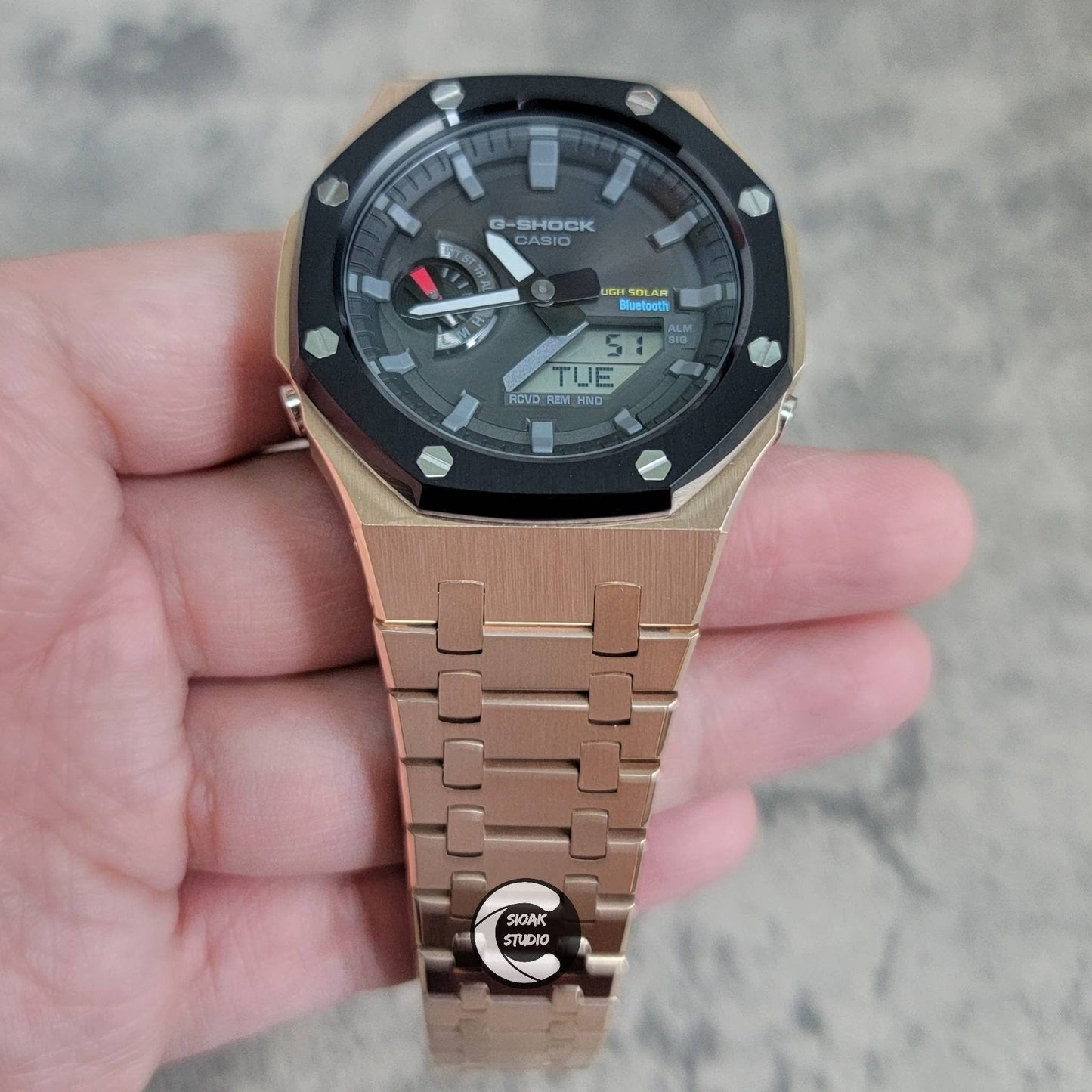 Casioak Mod Custom Casio G-Shock Royal Oak Custom Mens Luxury Metal Watches Tiffany Rainbow Ga 2100 Ga b2100