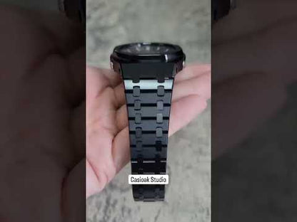 Casios Mod orologio cassa nera con cinturino in metallo nero argento marco orario nero quadrante 44mm