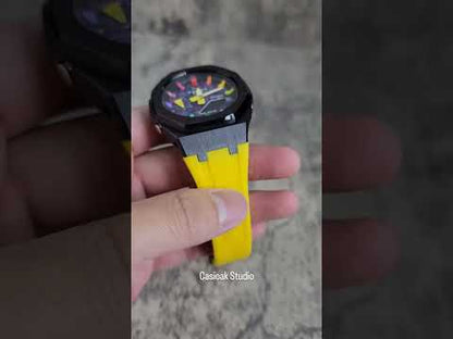 Casioak Mod Preto Case Amarelo Rub Preto Rainbow Time Mark Takashi Murakami Dial 44mm