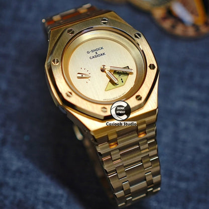 Casioak Mod Watch NEW Gold Case Metal Strap Gold Dials 44mm