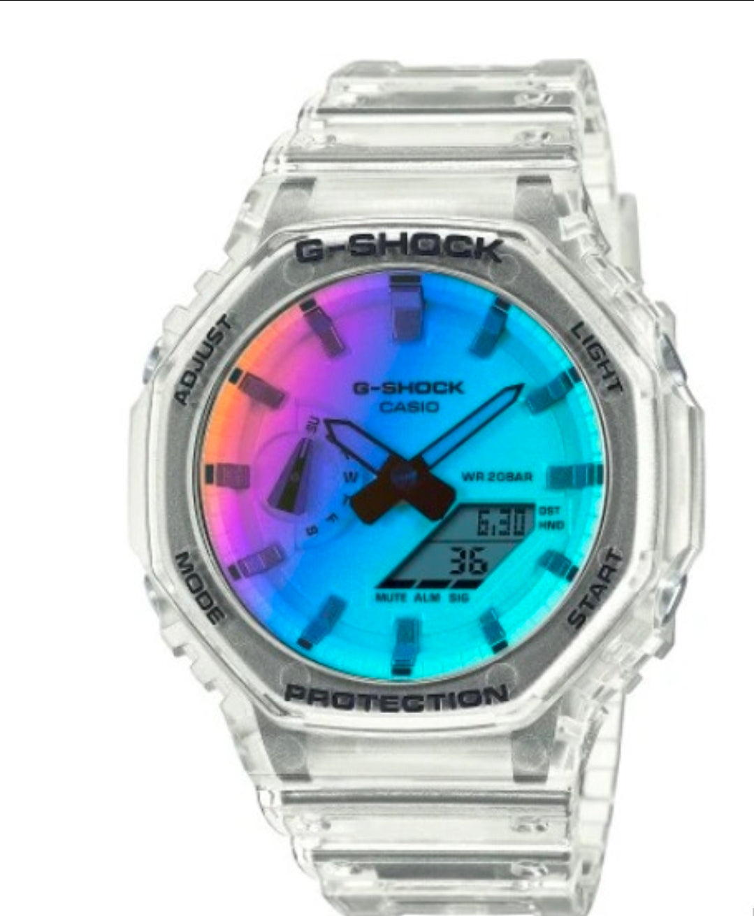 Casioak Mod Watch Silver Case Tiff Rubber Strap GA-2100SRS-7A Dials 44mm
