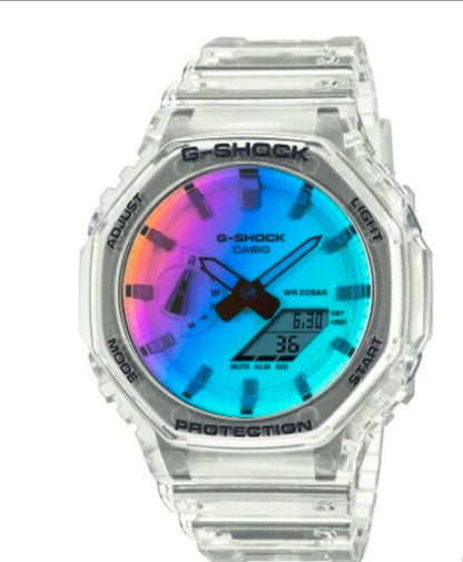 Casioak Mod Watch Silver Case Tiff Rubber Strap GA-2100SRS-7A Dials 44mm