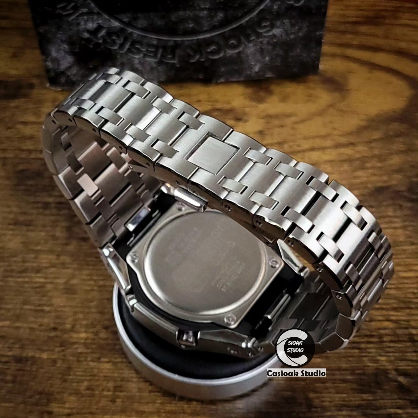 Casioak Mod Watch NEW Silver Case Metal Strap Silver Dials 44mm