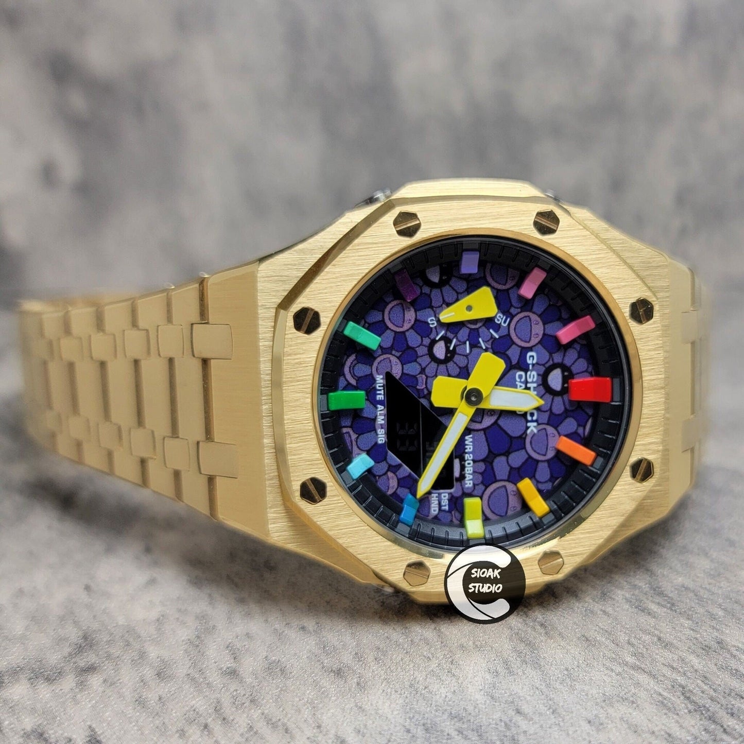 Casioak Mod Custom Casio G-Shock Royal Oak Custom Mens Luxury Metal Watches Tiffany Rainbow Ga 2100 Ga b2100