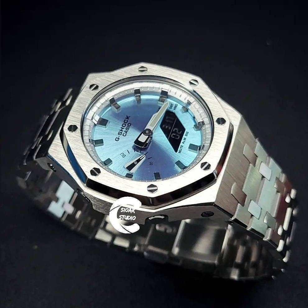 Casioak Mod Custom Casio G-Shock Royal Oak Custom Mens Luxury Metal Watches Tiffany Rainbow Ga 2100 Ga b2100