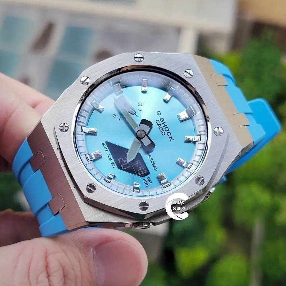 Casioak Mod Custom Casio G-Shock Royal Oak Custom Mens Luxury Metal Watches Tiffany Rainbow Ga 2100 Ga b2100