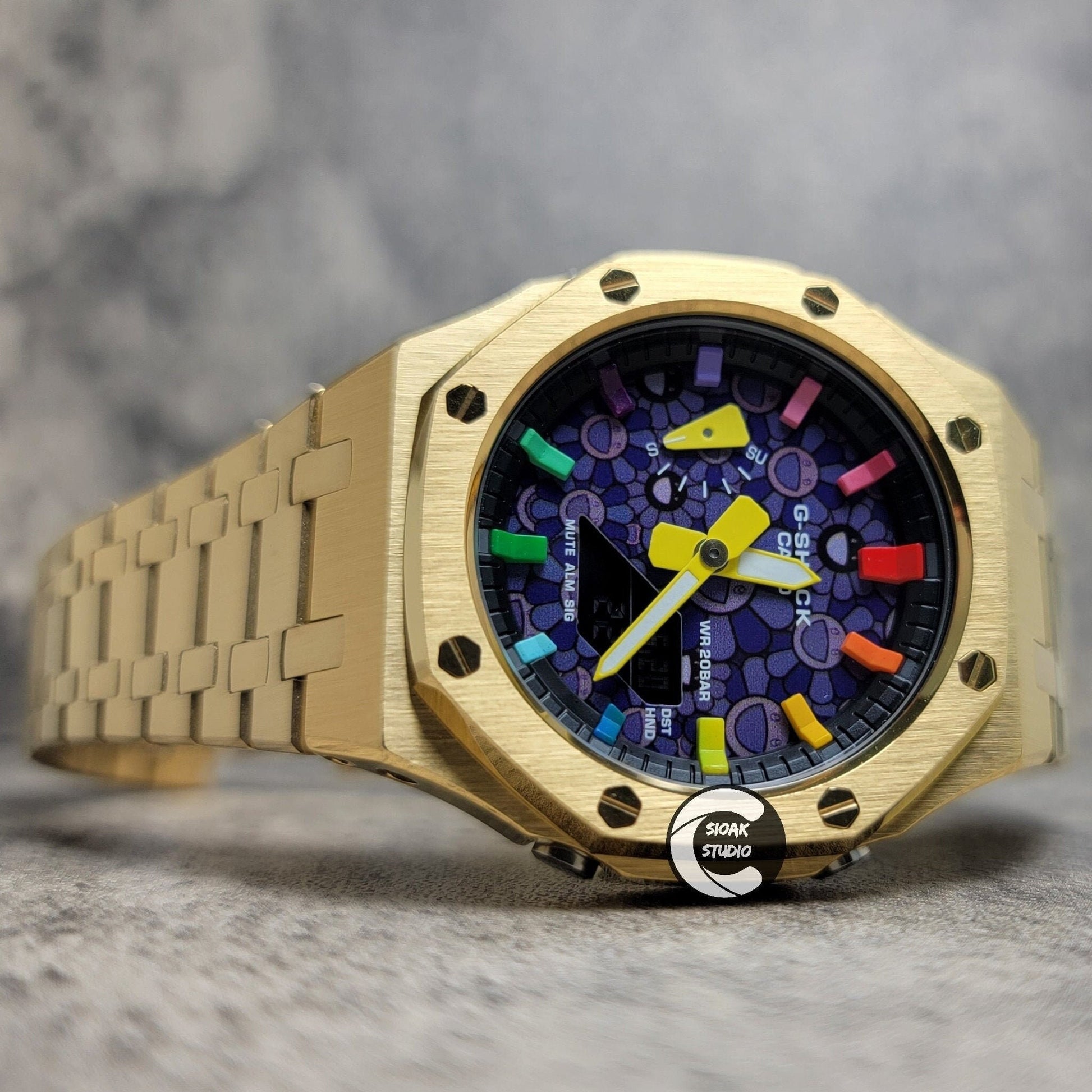 Casioak Mod Custom Casio G-Shock Royal Oak Custom Mens Luxury Metal Watches Tiffany Rainbow Ga 2100 Ga b2100