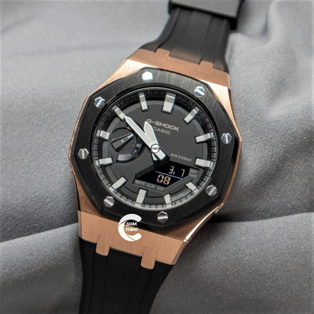 Casioak Mod Custom Casio G-Shock Royal Oak Custom Mens Luxury Metal Watches Tiffany Rainbow Ga 2100 Ga b2100