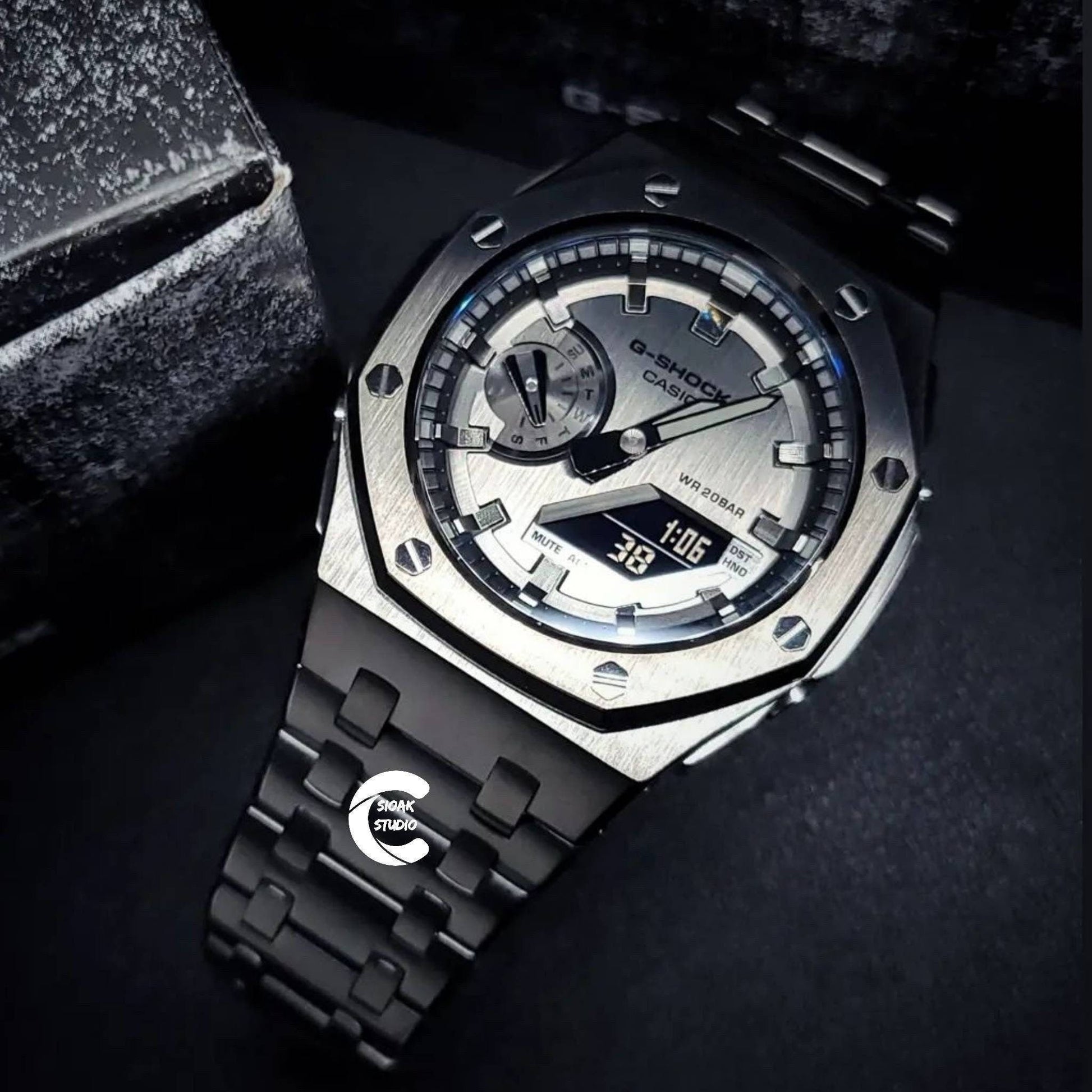 Casioak Mod Custom Casio G-Shock Royal Oak Custom Mens Luxury Metal Watches Tiffany Rainbow Ga 2100 Ga b2100